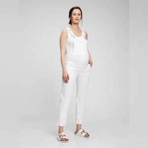GAP Maternity Denim Bibbed Overalls Straight Ankle White Size Small NWT RT$100